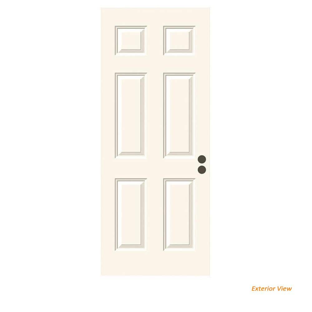 JELD-WEN 30 in. x 79 in. 6-Panel Primed Premium Steel Front Door Slab