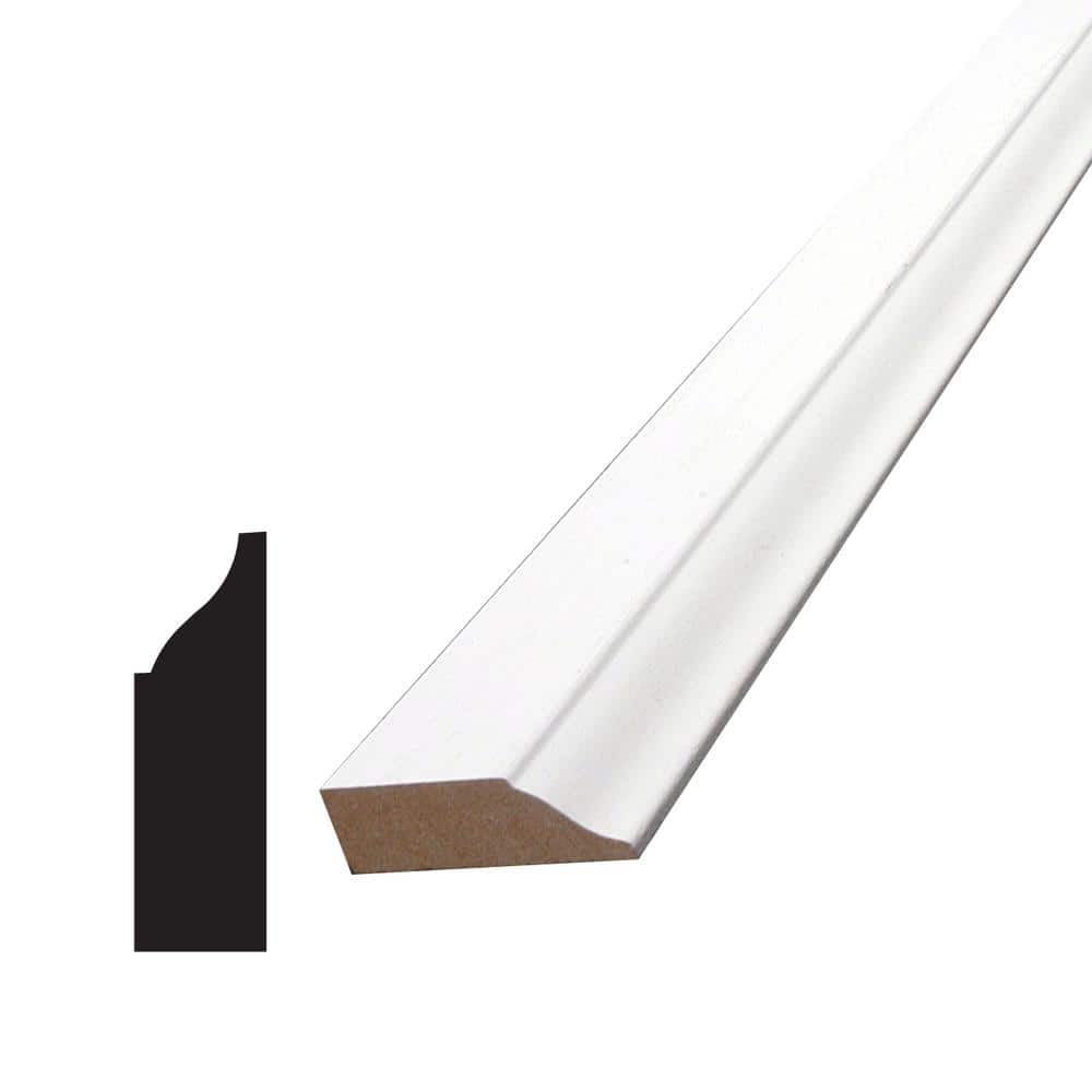 Alexandria Moulding 3/8 in. D x 1-1/4 in. W x 84 in. L MDF Primed Wood Stop Moulding Pack (10-Pack)
