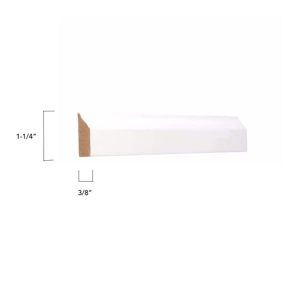 Alexandria Moulding 3/8 in. D x 1-1/4 in. W x 84 in. L MDF Primed Wood Stop Moulding Pack (10-Pack)
