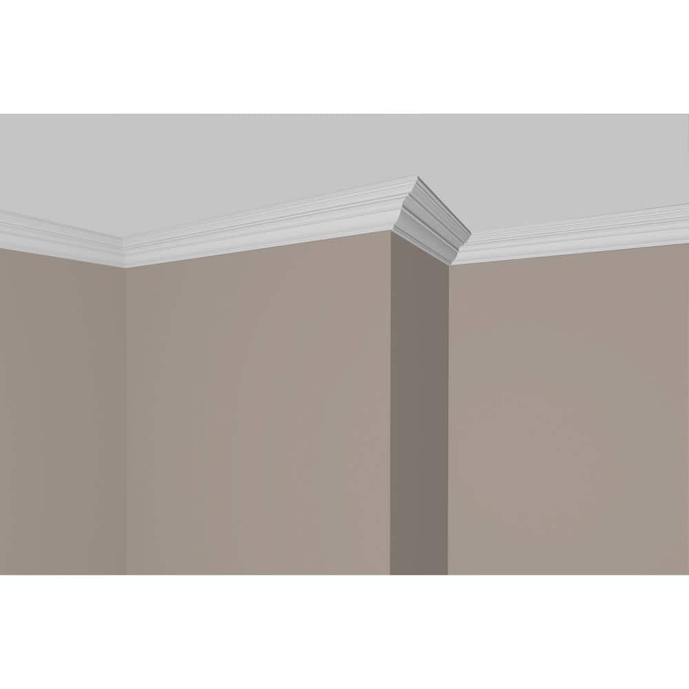 Alexandria Moulding 5/8 in. D x 4-1/2 in. W x 96 in. L Pine Wood Primed White Finger-Joint Crown Moulding Pack (4-Pack)