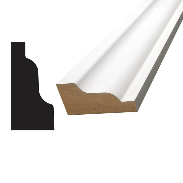 Alexandria Moulding 1-3/16 in. D x 2-7/16 in. W x 96 in. L MDF Primed Crown Moulding Pack (4-Pack)