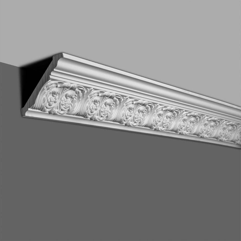 American Pro Decor 4-1/8 in. x 3-3/4 in. x 96 in. Floral Polyurethane Crown Moulding Pro Pack 16 LF (2-Pack)