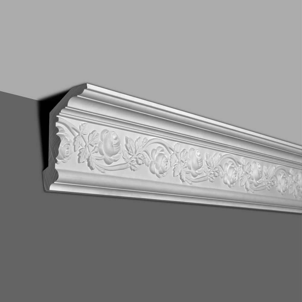American Pro Decor 3-3/4 in. x 5-1/2 in. x 94-1/2 in. Floral Polyurethane Crown Moulding Pro Pack 15-1/2 LF (2-Pack)