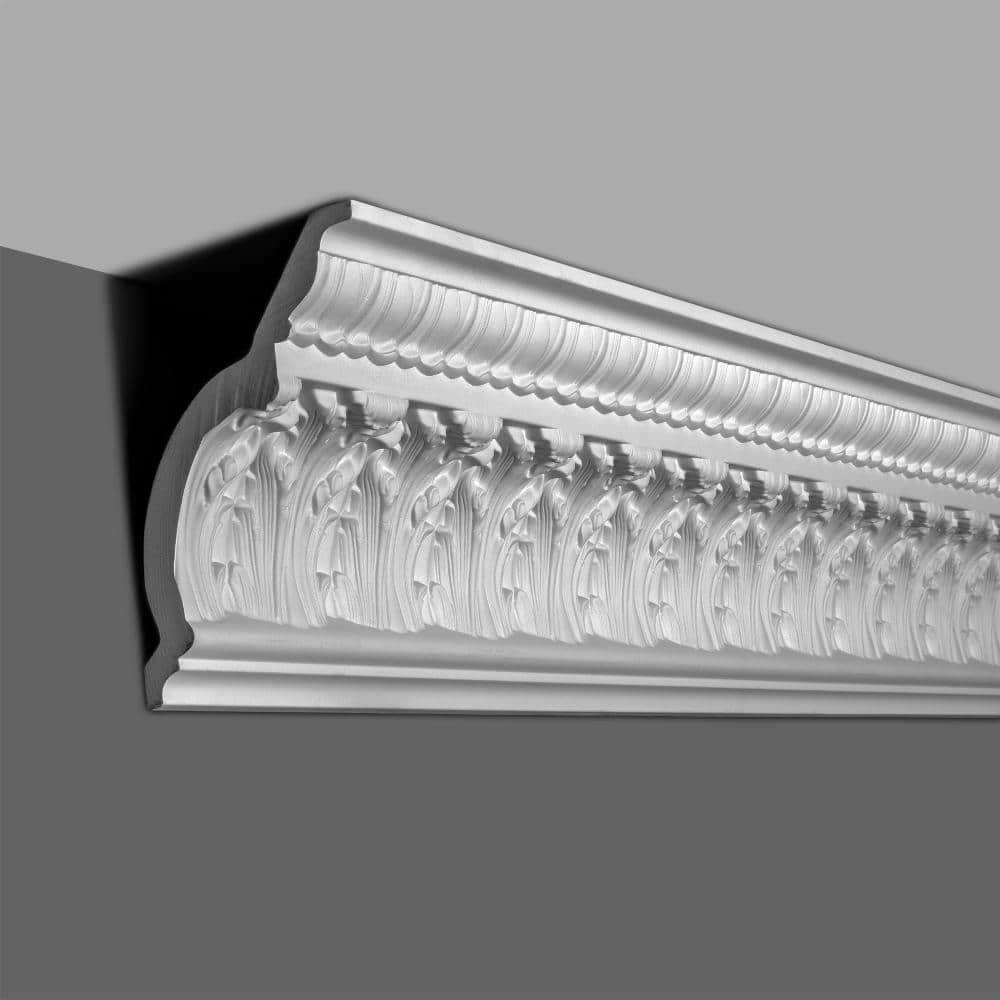 American Pro Decor 7-7/8 in. x 5-1/2 in. x 96 in. Leaf Polyurethane Crown Moulding Pro Pack 16 LF (2-Pack)