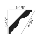 American Pro Decor 3-1/8 in. x 3-1/2 in. x 94-1/2 in. Plain Polyurethane Crown Moulding Pro Pack 31-1/2 LF (4-Pack)