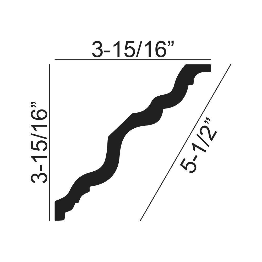 American Pro Decor 3-15/16 in. x 3-15/16 in. x 94-1/2 in. Plain Polyurethane Crown Moulding Pro Pack 31-1/2 LF (4-Pack)