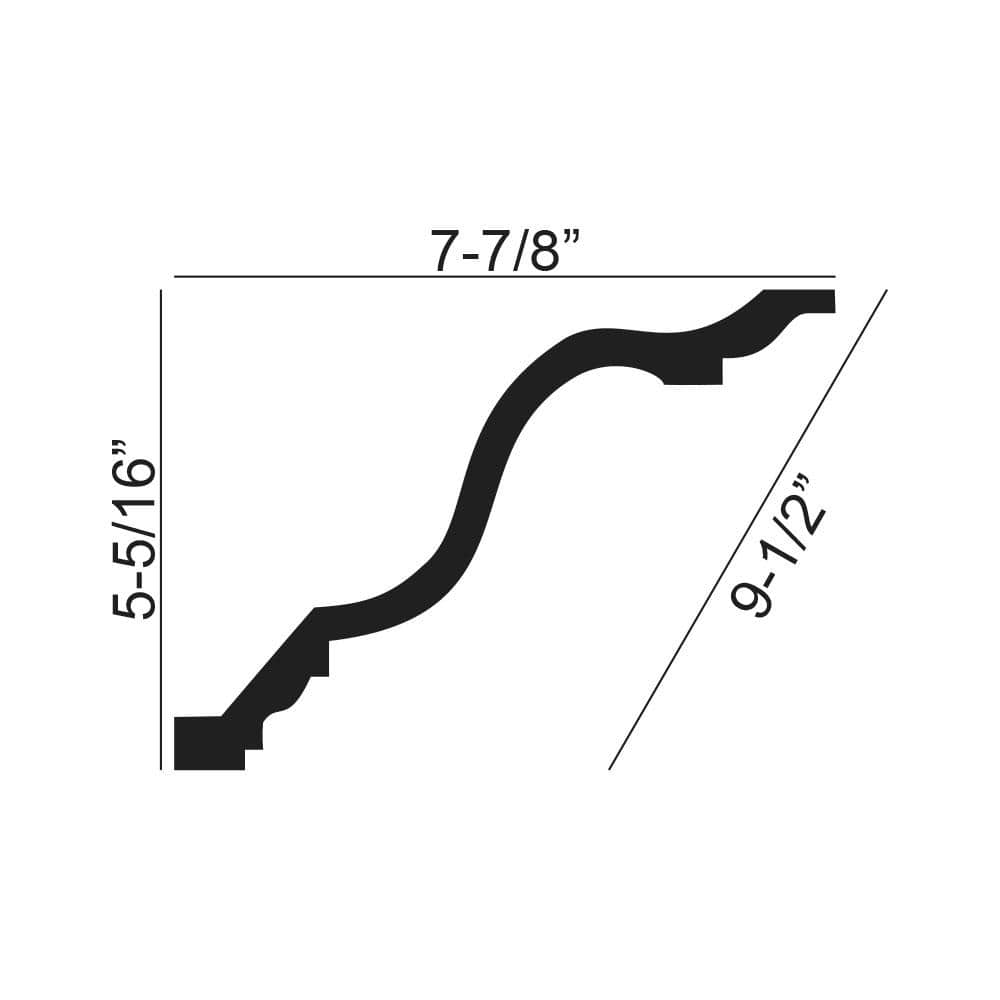 American Pro Decor 7-7/8 in. x 5-5/16 in. x 94-1/2 in. Plain Polyurethane Crown Moulding Pro Pack 15-1/2 LF (2-Pack)