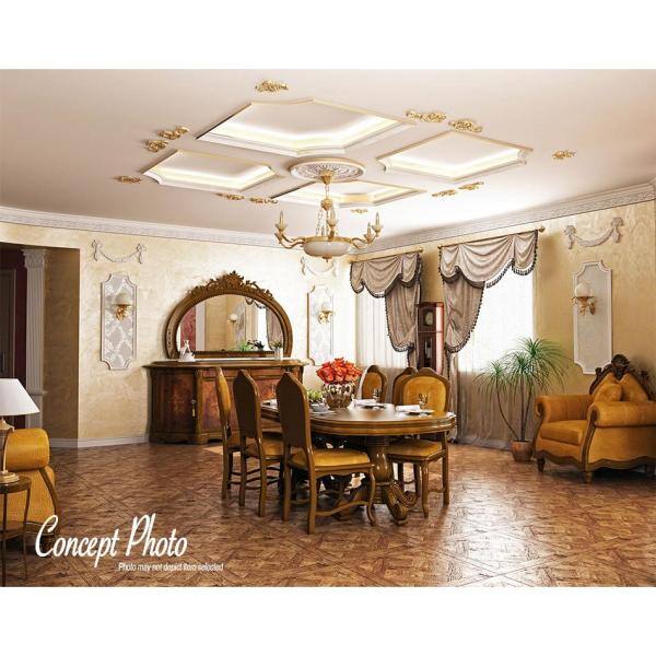 American Pro Decor 2-7/8 in. x 2-7/8 in. x 94-1/2 in. Decorative Leaves Polyurethane Crown Moulding Pro Pack 31-1/2 LF (4-Pack)