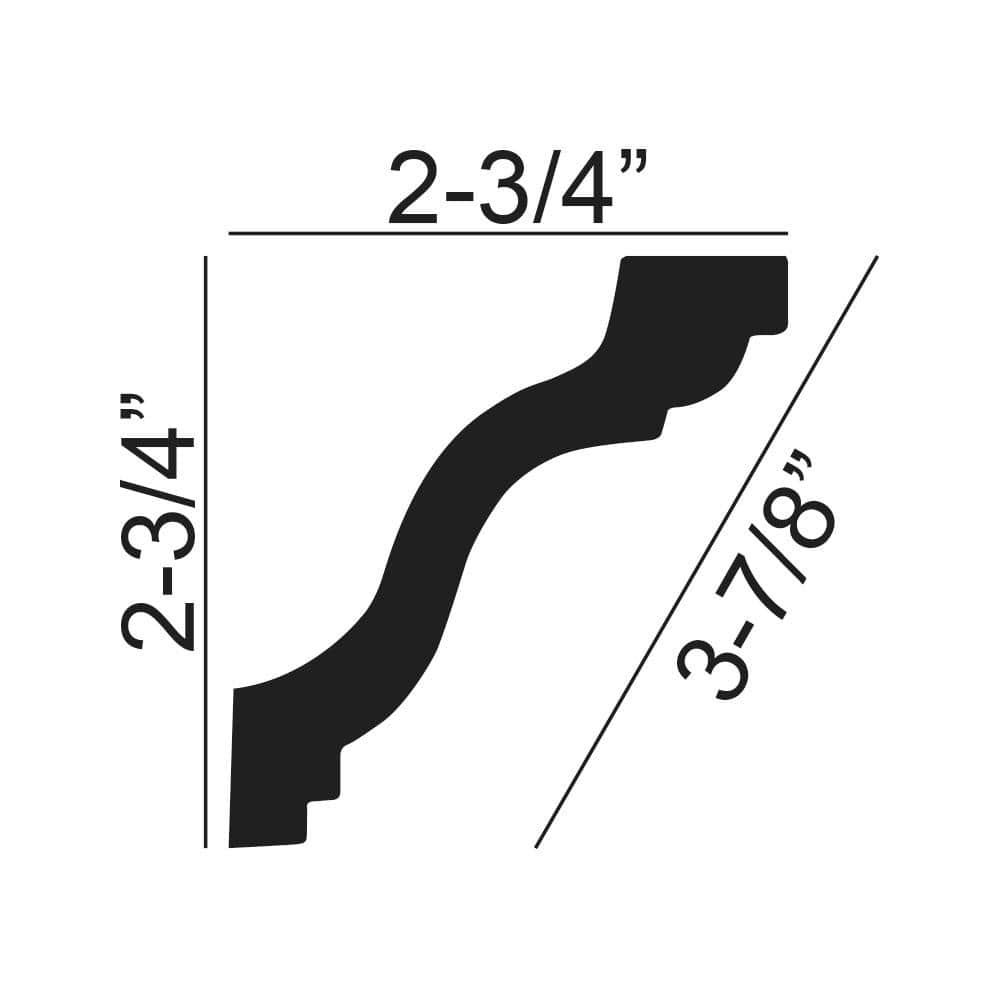 American Pro Decor 2-3/4 in. x 2-3/4 in. x 94-1/2 in. Plain Polyurethane Crown Moulding Pro Pack 31-1/2 LF (4-Pack)