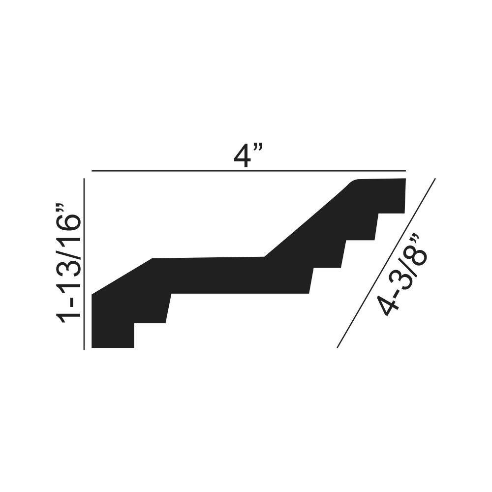 American Pro Decor 4 in. x 1-13/16 in. x 94-1/2 in. Plain Polyurethane Crown Moulding Pro Pack 31-1/2 LF (4-Pack)