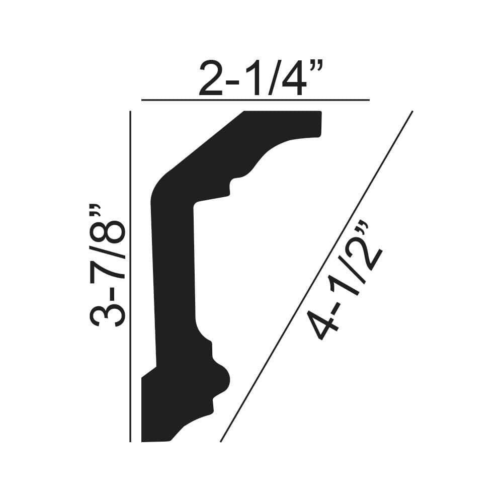 American Pro Decor 2-1/4 in. x 3-7/8 in. x 94-1/2 in. Plain Polyurethane Crown Moulding Pro Pack 31-1/2 LF (4-Pack)