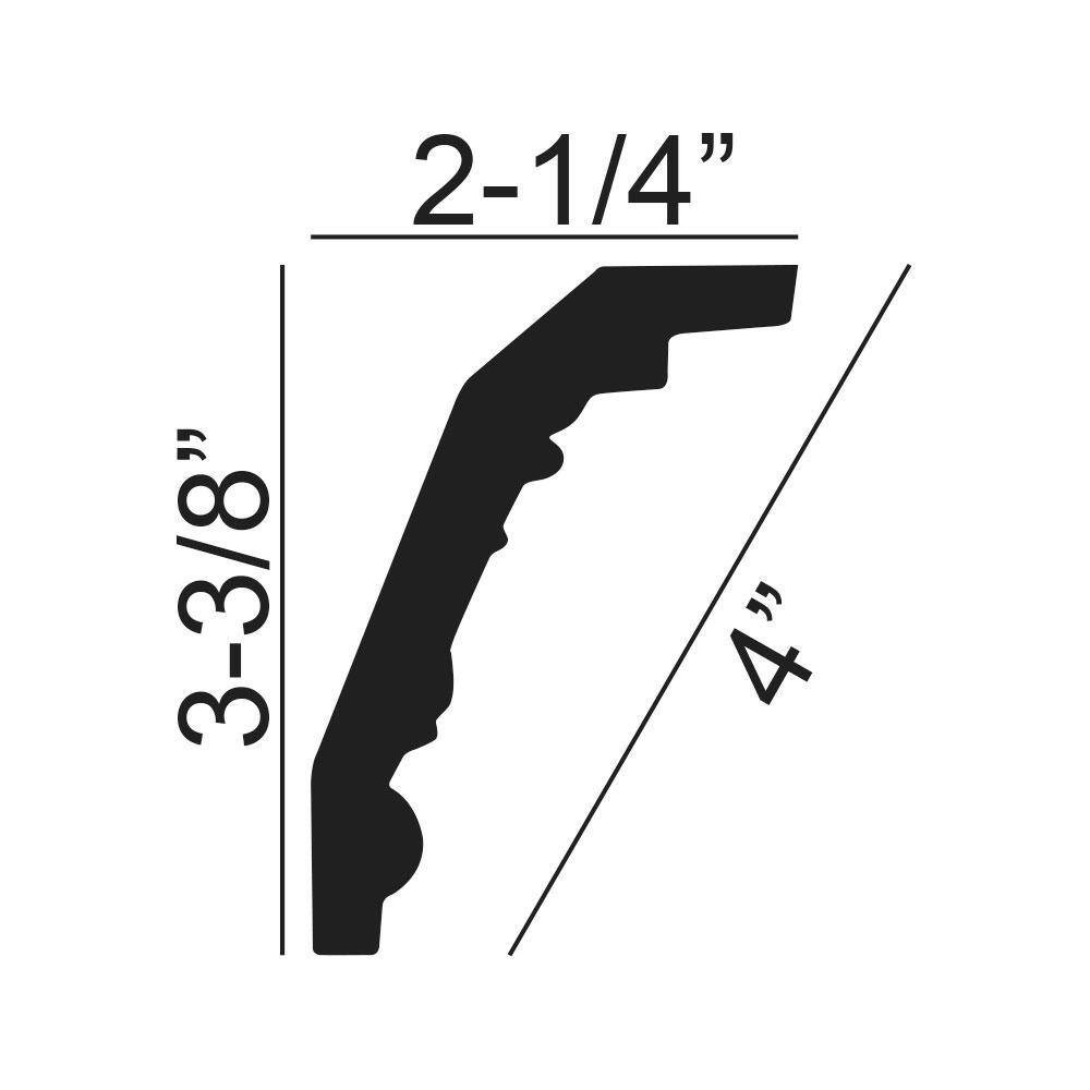 American Pro Decor 2-1/4 in. x 3-3/8 in. x 94-1/2 in. Floral Polyurethane Crown Moulding Pro Pack 39 LF (5-Pack)