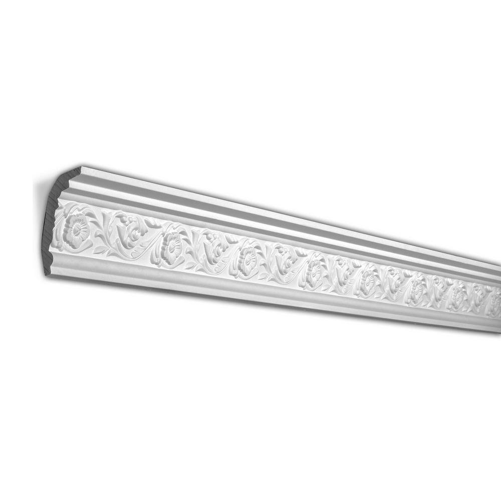 American Pro Decor 2-1/4 in. x 3-3/8 in. x 94-1/2 in. Floral Polyurethane Crown Moulding Pro Pack 47 LF (6-Pack)