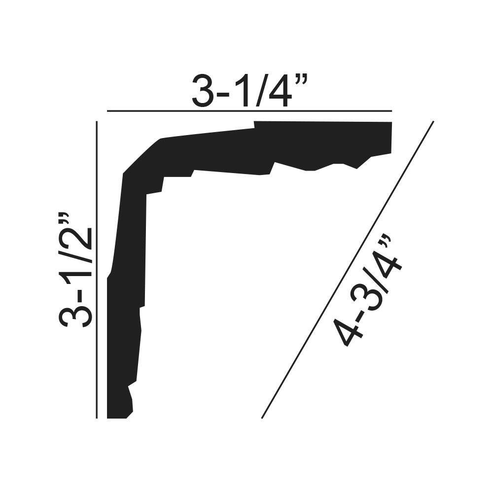 American Pro Decor 3-1/4 in. x 3-1/2 in. x 94-1/2 in. Lamb's Tongue Polyurethane Crown Moulding Pro Pack 39 LF (5-Pack)