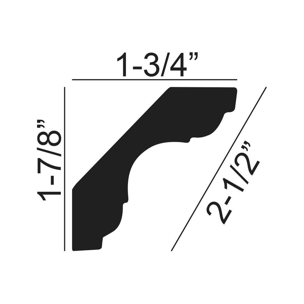 American Pro Decor 1-3/4 in. x 1-7/8 in. x 94-1/2 in. Plain Polyurethane Crown Moulding Pro Pack 63 LF (8-Pack)