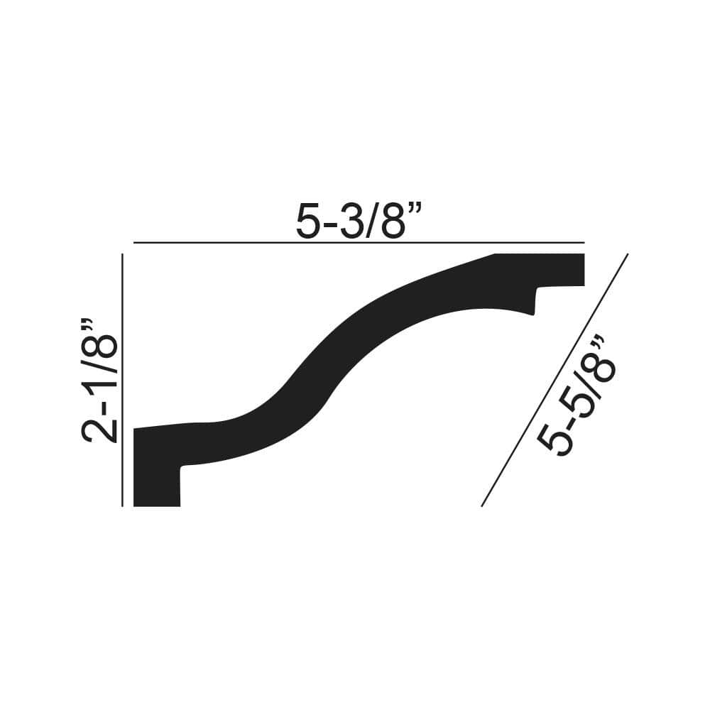 American Pro Decor 5-3/8 in. x 2-1/8 in. x 94-1/2 in. Plain Polyurethane Crown Moulding Pro Pack 47 LF (6-Pack)