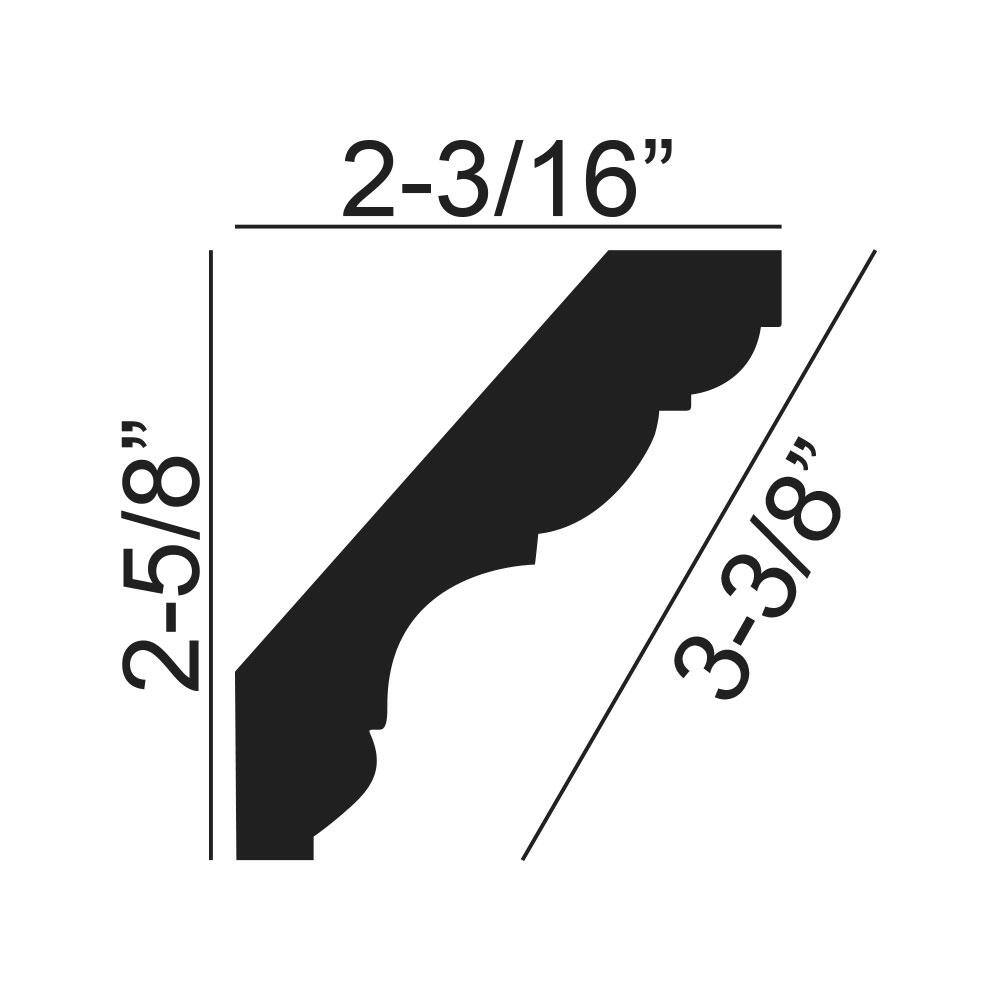 American Pro Decor 2-3/16 in. x 2-5/8 in. x 96 in. Plain Polyurethane Crown Moulding 40 LF (5-Pack)