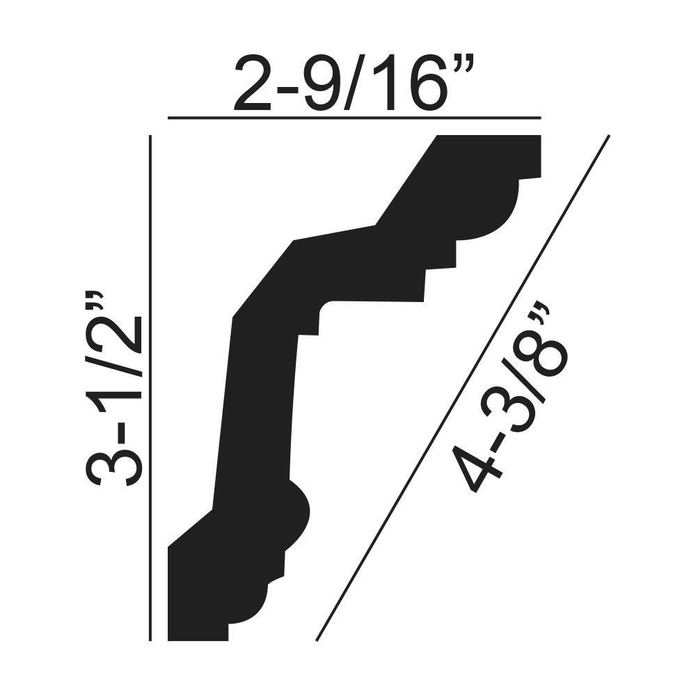 American Pro Decor 2-9/16 in. x 3-1/2 in. x 96 in. Plain Polyurethane Crown Moulding 16 LF (2-Pack)