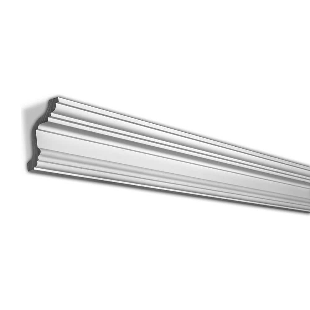 American Pro Decor 2-9/16 in. x 3-1/2 in. x 96 in. Plain Polyurethane Crown Moulding 16 LF (2-Pack)