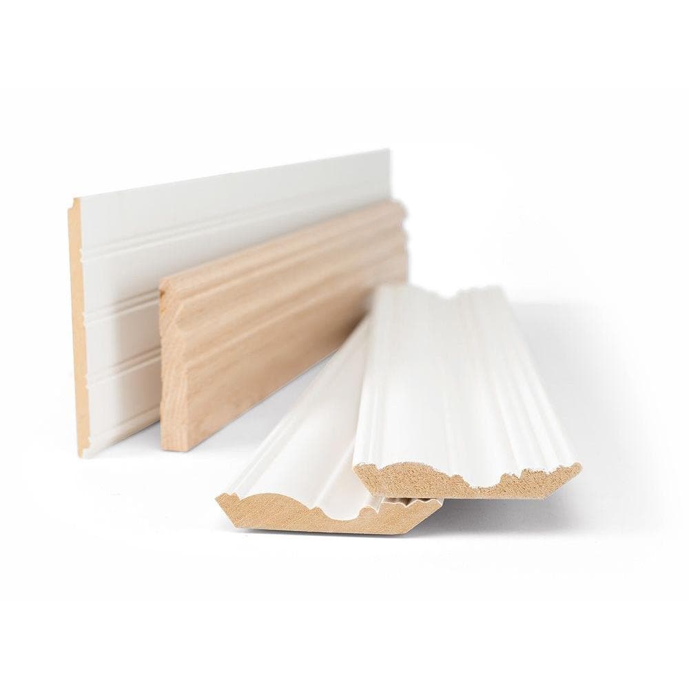HOUSE OF FARA 8659 3/4 in. x  4 1/2 in. x  96 in. Primed MDF Crown Moulding (1-Piece − 8 Total Linear Feet)