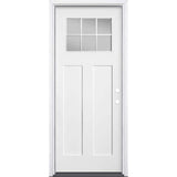 Masonite Craftsman 32 in. x 80 in. Left-Hand Inswing 1/4 Lite Clear Glass Primed White Smooth Fiberglass Prehung Front Door