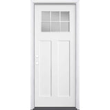Masonite Craftsman 32 in. x 80 in. Right-Hand 1/4 Lite Clear Glass Primed White Smooth Fiberglass Prehung Front Door