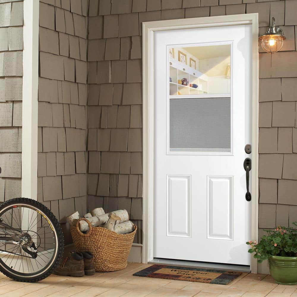 Masonite 32 x 80 in. Vent Lite Right-Hand Inswing Primed Smooth Fiberglass Prehung Front Exterior Door No Brickmold