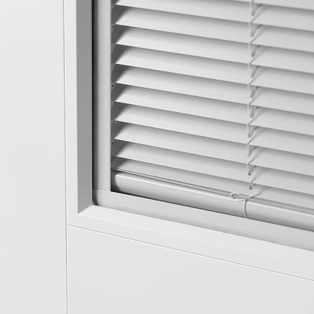 Masonite VistaGrande 32 in. x 80 in. Left Hand Inswing Full Lite Mini Blind Primed Smooth Fiberglass Prehung Exterior Door