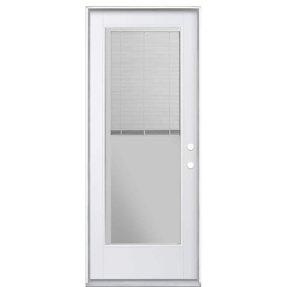 Masonite VistaGrande 32 in. x 80 in. Left Hand Inswing Full Lite Mini Blind Primed Smooth Fiberglass Prehung Exterior Door