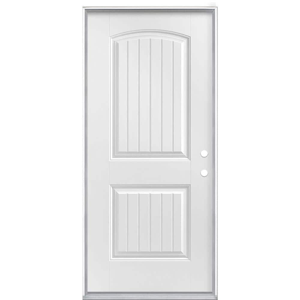 Masonite Cheyenne 2-Panel Primed Smooth Fiberglass Prehung Front Door, No Brickmold, Left-Hand Inswing, 36 in. x 80 in.