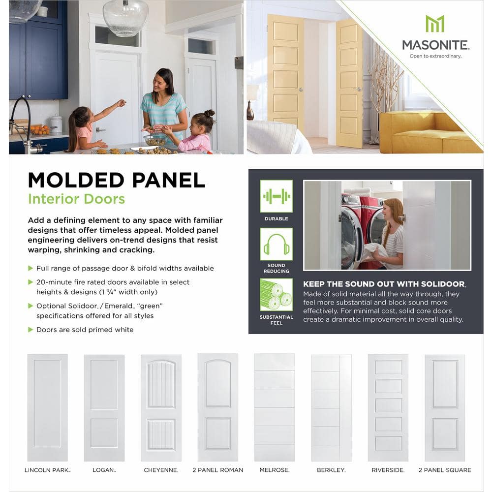 Masonite 30 in. x 80 in. Solidoor Smooth 2-Panel Solid Core Primed Composite Interior Door Slab
