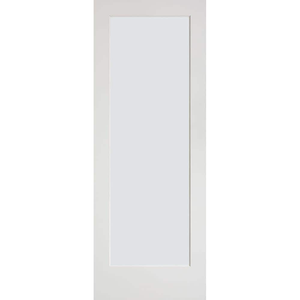 Masonite 30 in. x 80 in. Full-Lite Solid-Core Primed MDF Interior Door Slab with Sandblasted Privacy Glass