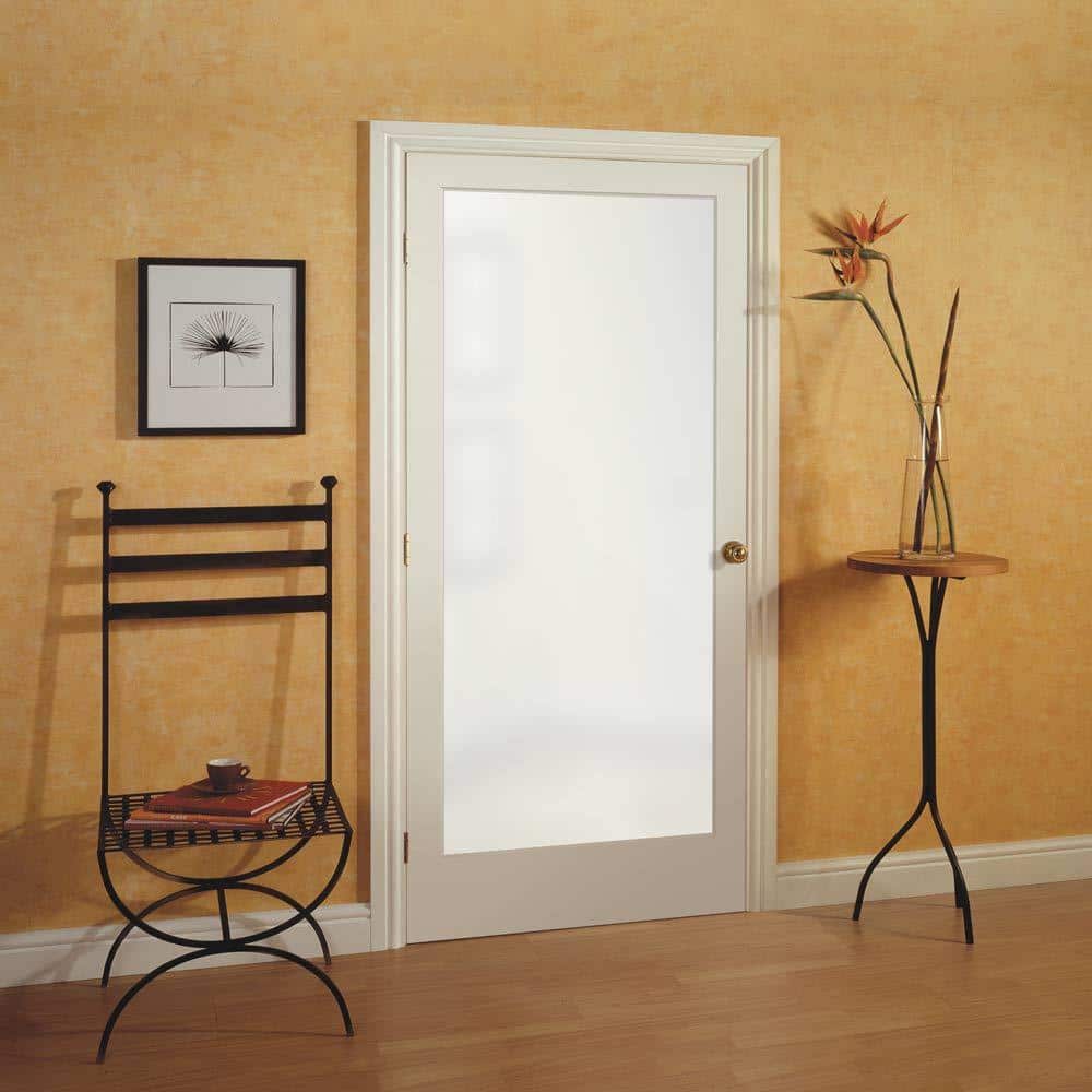 Masonite 30 in. x 80 in. Full-Lite Solid-Core Primed MDF Interior Door Slab with Sandblasted Privacy Glass