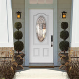 36 in. x 80 in. Chatham 3/4 Oval-Lite Right-Hand Inswing Primed Steel Prehung Front Exterior Door with Brickmold