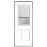 Steves & Sons 32 in. x 80 in. 1-Panel 1/2 Lite Mini-Blind Primed White Steel Prehung Front Door