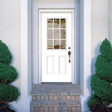 Masonite 32 in. x 80 in. Premium 9‑Lite Primed White Left‑Hand Inswing Steel Prehung Front Exterior Door with Brickmold