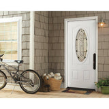 Masonite 36 in. x 80 in. Chatham 3/4 Oval-Lite Left Hand Inswing Primed Steel Prehung Front Exterior Door