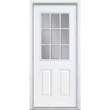 30 in. x 80 in. Masonite Premium 9 Lite Primed Right-Hand Inswing Steel Prehung Front Exterior Door with Brickmold