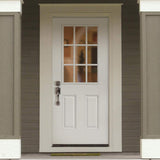 30 in. x 80 in. Masonite Premium 9 Lite Primed Right-Hand Inswing Steel Prehung Front Exterior Door with Brickmold
