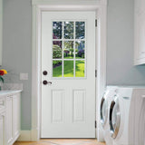 Masonite 36 in. x 80 in. Premium 9 Lite Left-Hand Inswing Primed Steel Prehung Front Exterior Door (No Brickmold)