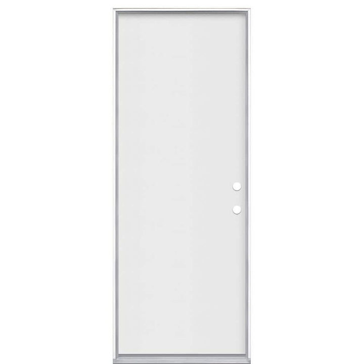 Masonite 30 in. x 80 in. Premium Flush Left-Hand Inswing Primed Steel Prehung Front Exterior Door (No Brickmold)