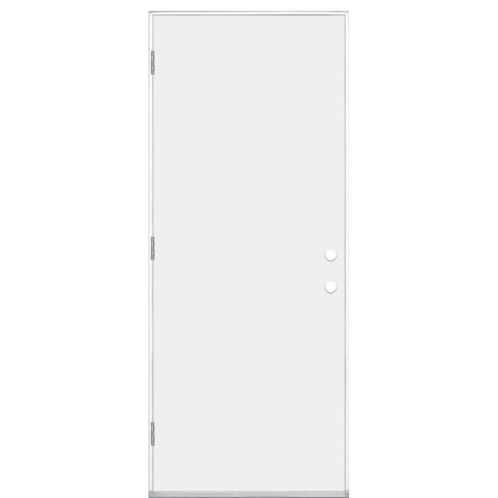 Masonite 32 in. x 80 in. Premium Right-Hand Outswing Flush Primed Steel Prehung Exterior Door, No Brickmold