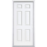 Masonite 36 in. x 80 in. Premium 6-Panel Left-Hand Inswing Primed Steel Prehung Front Exterior Door with Brickmold