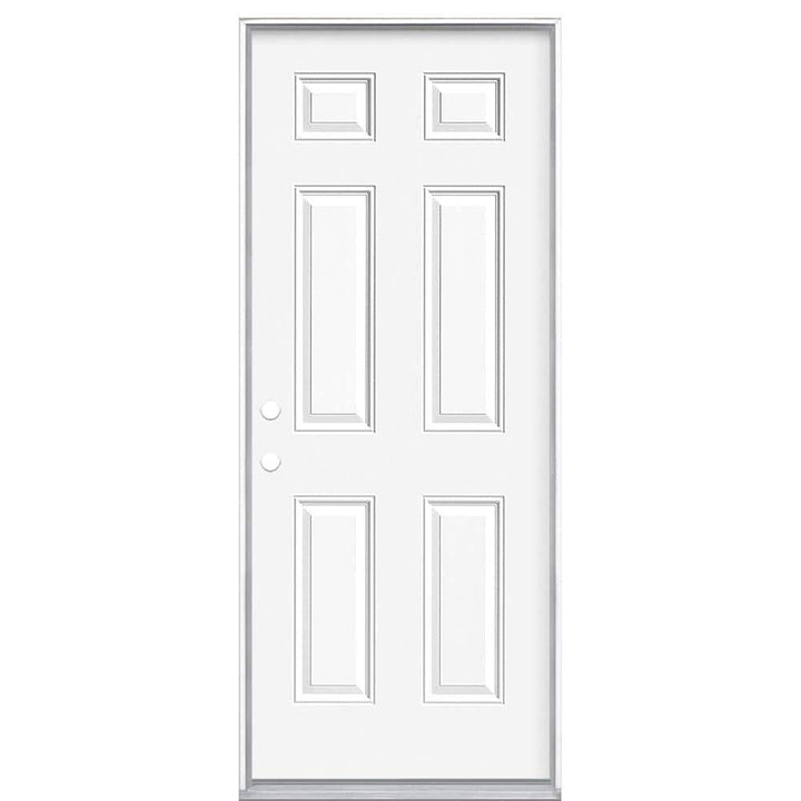 Masonite 32 in. x 80 in. Premium 6-Panel Right-Hand Inswing Primed Steel Prehung Front Door without Brickmold