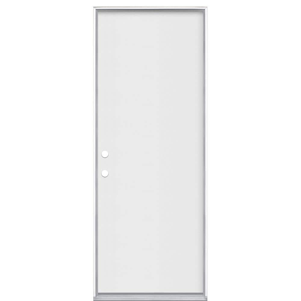 Masonite 30 in. x 80 in. Premium Flush Right-Hand Inswing Primed White Steel Prehung Front Exterior Door