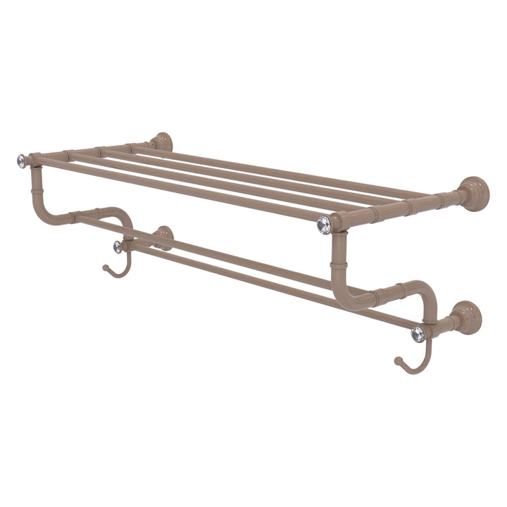 Allied Brass Carolina Crystal Collection 30-in Towel Shelf with Double Towel Bar in Brushed Bronze