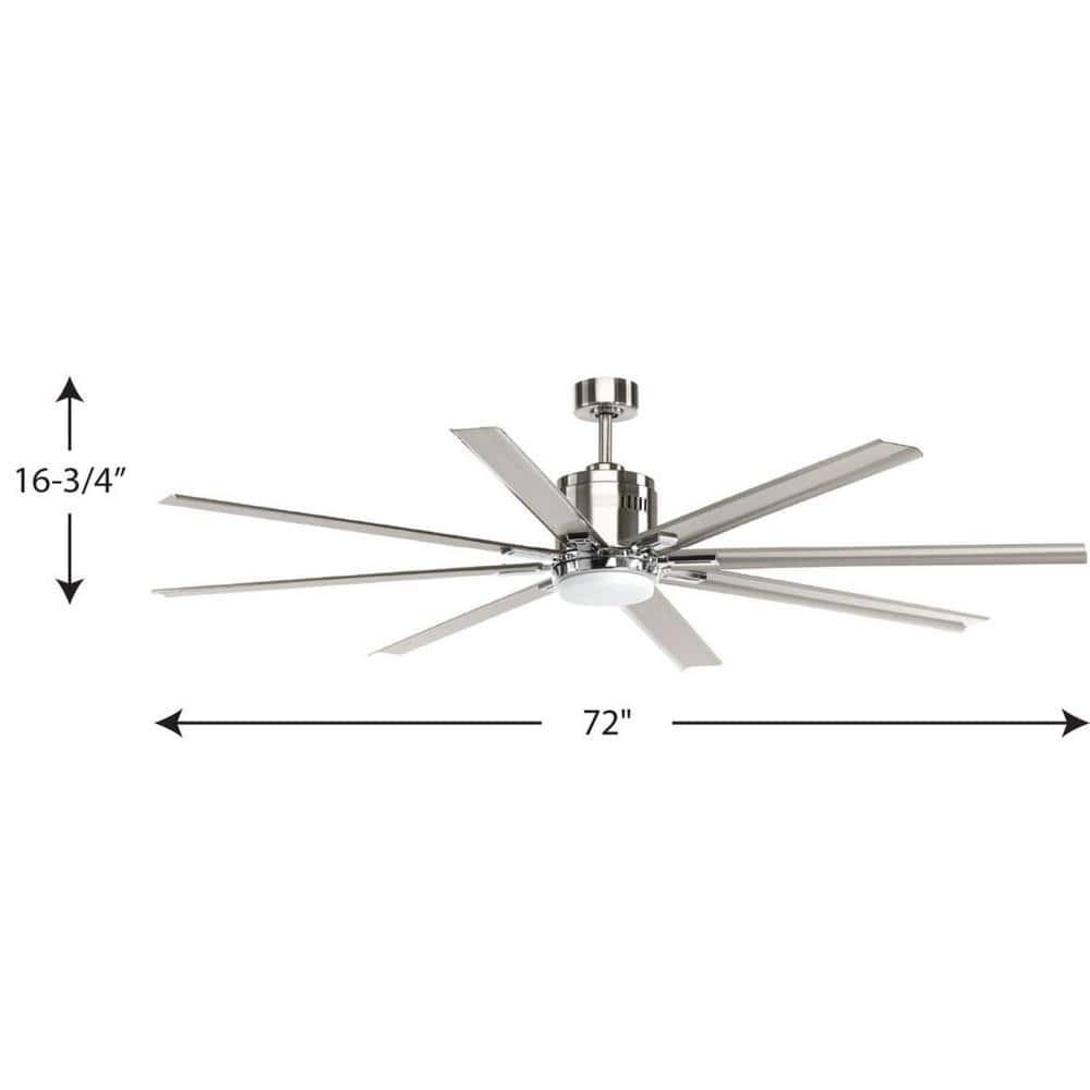Progress Lighting Vast Collection 72 in. 18W LED 8-Blade Ceiling Fan with Remote, Brushed Nickel