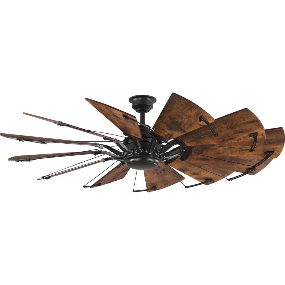 Progress Lighting Springer 60 in. 12‑Blade Architectural Bronze Windmill Ceiling Fan with Remote