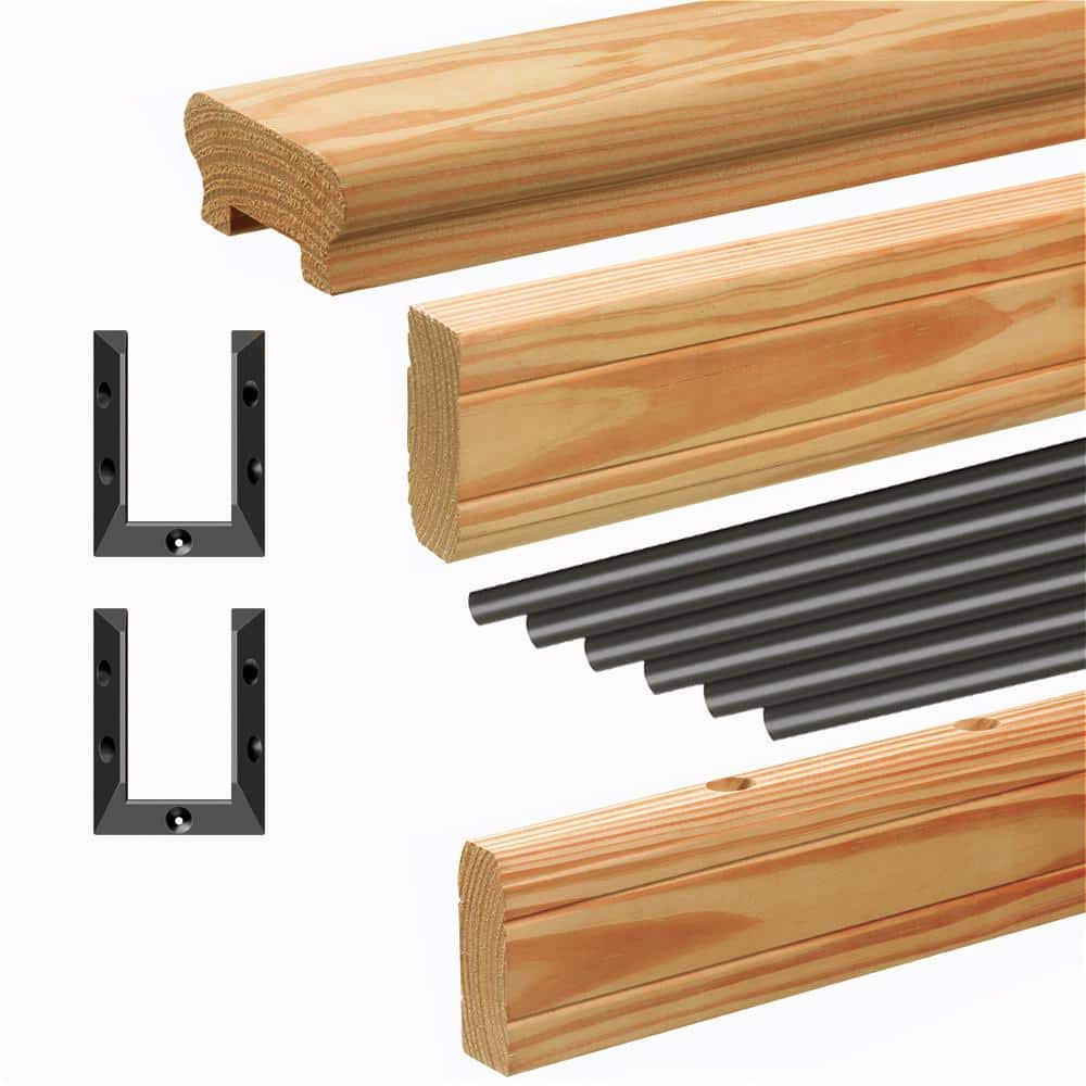 ProWood Western Red Cedar 8 ft. Railing Kit with Black Aluminum Balusters