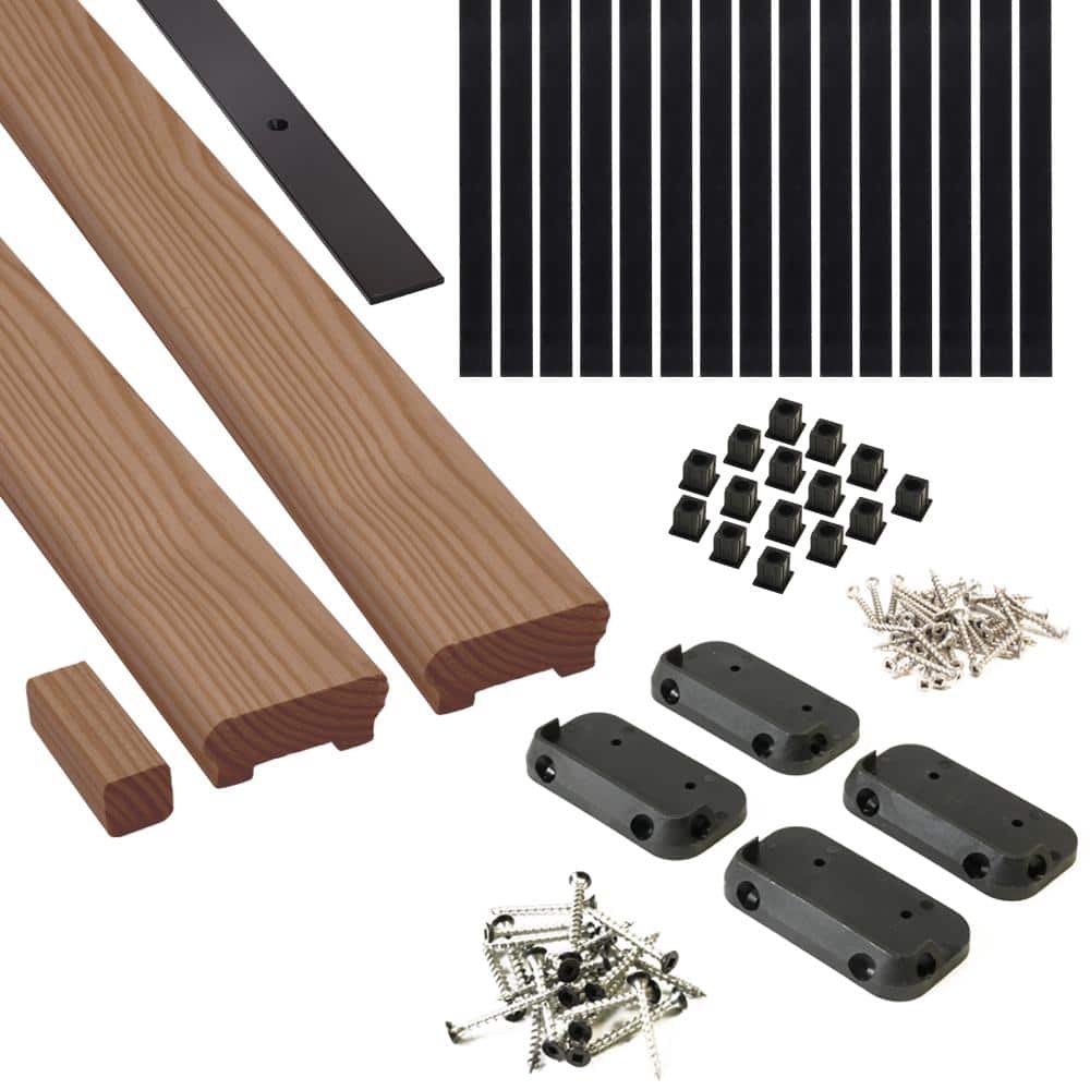 ProWood 6 ft. Walnut-Tone Southern Yellow Pine Moulded Rail Kit with Aluminum Square Balusters